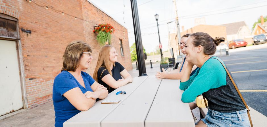 People at picnic table