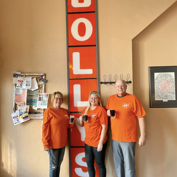 Jolly’s previous owner Diane Hassinger poses for a picture with new co-owners, Amber and Dave Spridgeon.